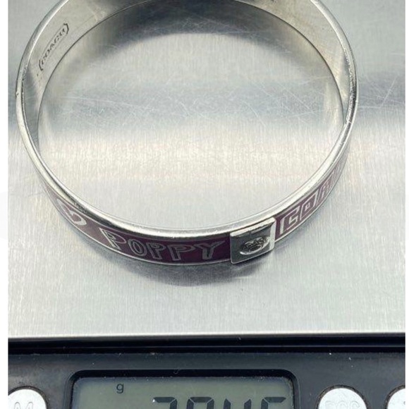 Coach Poppy Pink Enamel & Silver-Tone Bangle Bracelet Excellent Condition - Picture 5 of 11